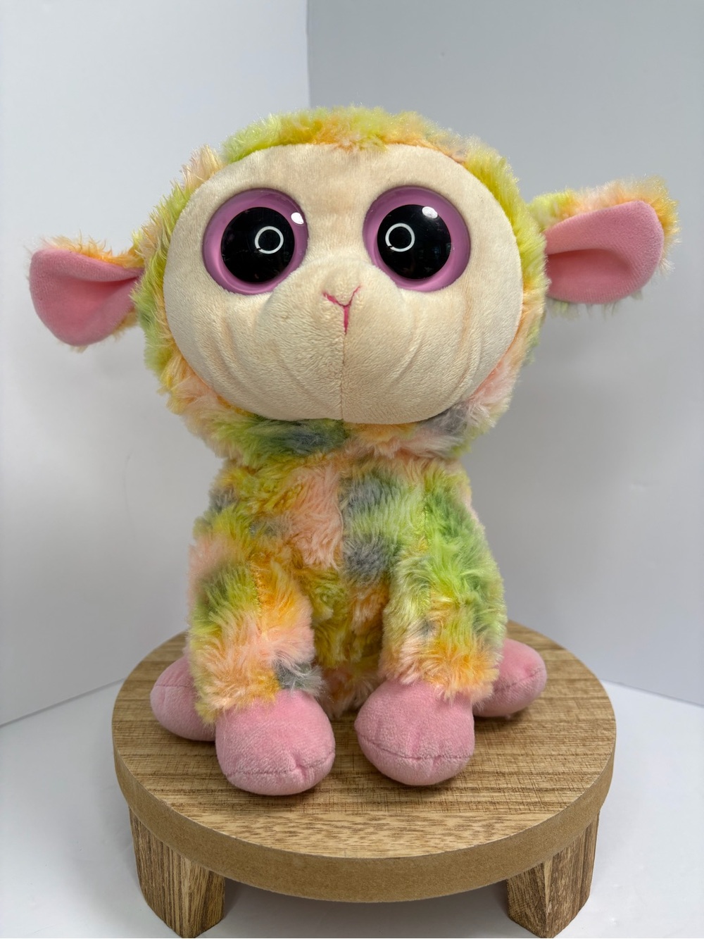 Ty Beanie Boos Blossom the Lamb Plush Pastel Tie-Dye Pink Feet 9"